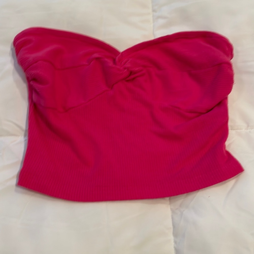 Hot pink tube top cropped